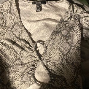 snakeskin tied crop top size small